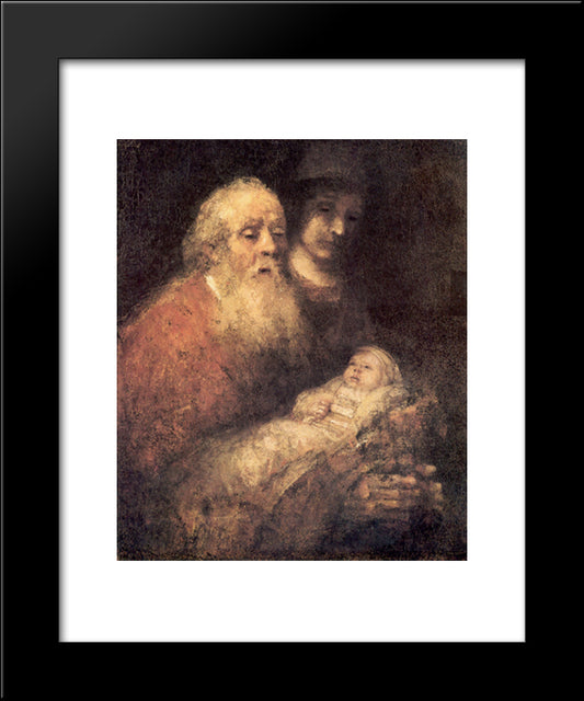 Simon With Jesus 20x24 Black Modern Wood Framed Art Print Poster by Rembrandt