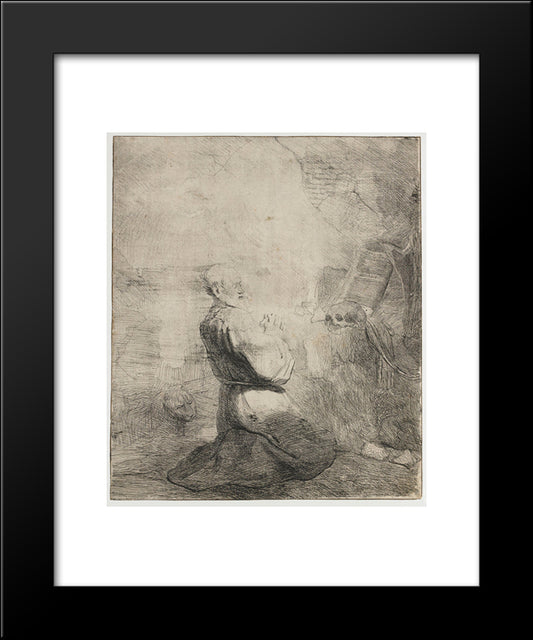 St. Jerome Kneeling 20x24 Black Modern Wood Framed Art Print Poster by Rembrandt