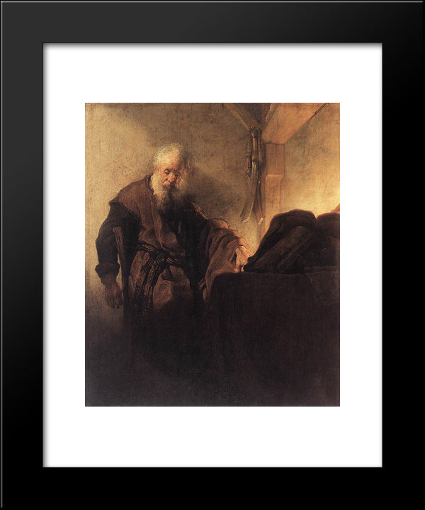 St. Paul At His Writing Desk 20x24 Black Modern Wood Framed Art Print Poster by Rembrandt