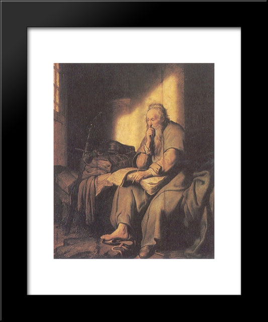 St. Paul In Prison 20x24 Black Modern Wood Framed Art Print Poster by Rembrandt