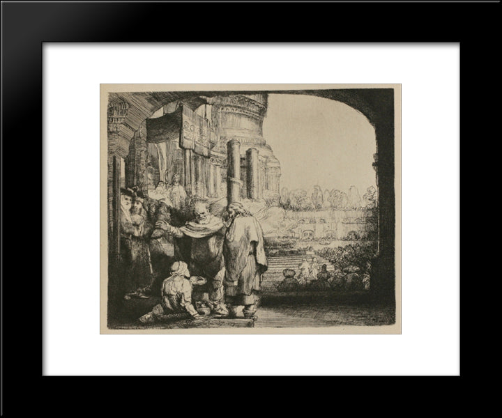 St. Peter And St. John At The Entrance To The Temple 20x24 Black Modern Wood Framed Art Print Poster by Rembrandt