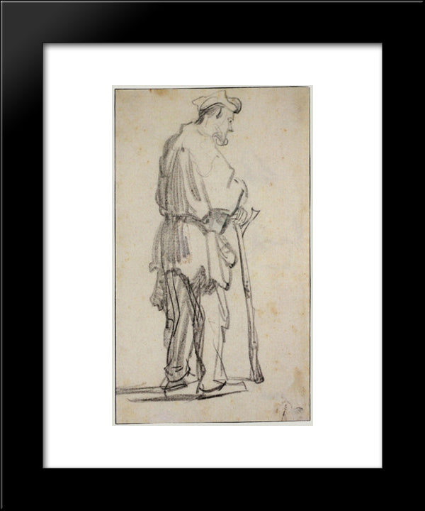 Standing Beggar Turned To The Right 20x24 Black Modern Wood Framed Art Print Poster by Rembrandt