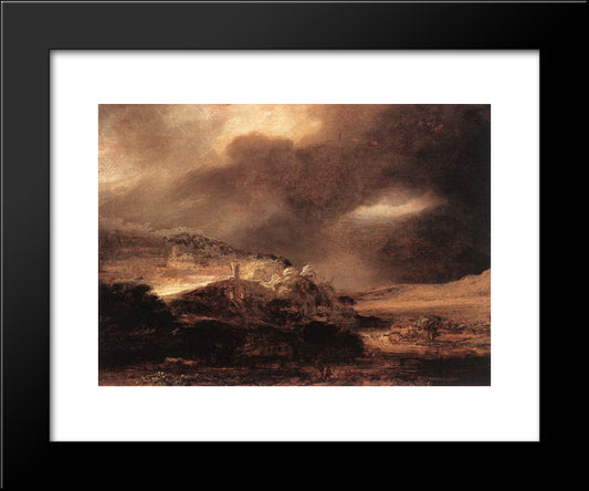 Stormy Landscape 20x24 Black Modern Wood Framed Art Print Poster by Rembrandt