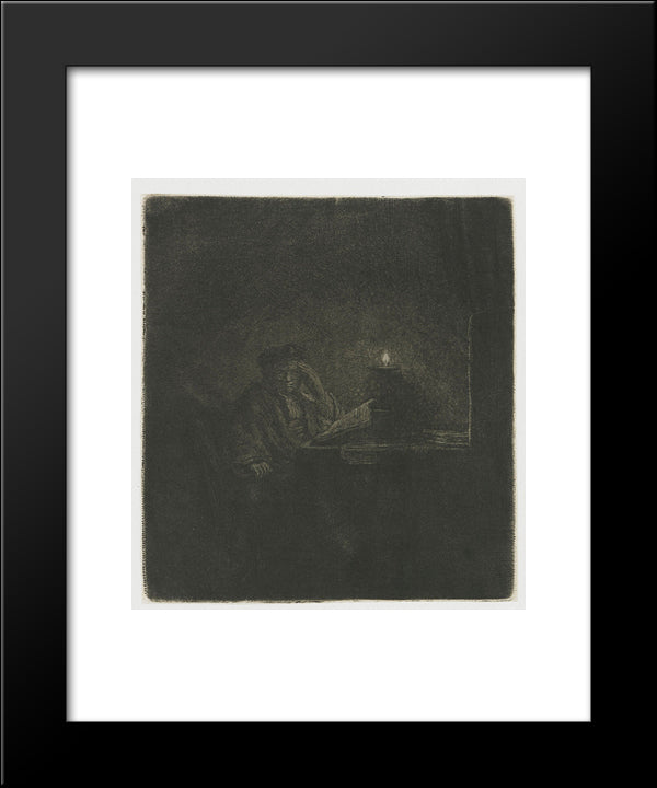 Student At A Table By Candlelight 20x24 Black Modern Wood Framed Art Print Poster by Rembrandt