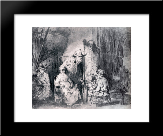 Studio Scenne With Sitters 20x24 Black Modern Wood Framed Art Print Poster by Rembrandt