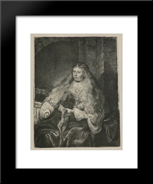 Study Of Saskia Called The Great Jewish Bride 20x24 Black Modern Wood Framed Art Print Poster by Rembrandt