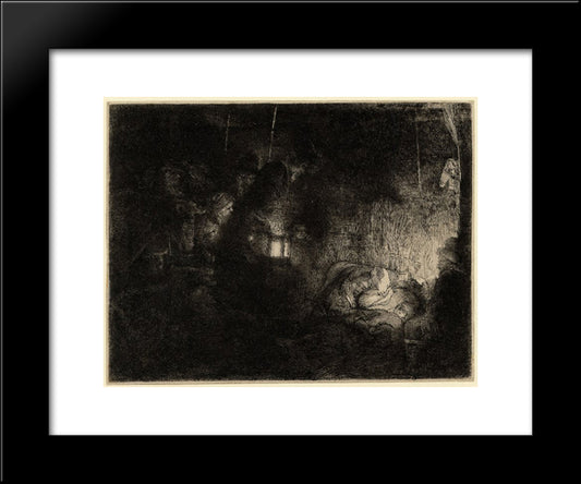 The Adoration Of The Sheperds 20x24 Black Modern Wood Framed Art Print Poster by Rembrandt