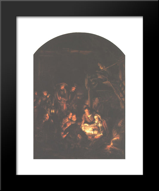 The Adoration Of The Shepherds(Fragment) 20x24 Black Modern Wood Framed Art Print Poster by Rembrandt