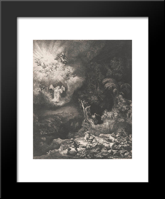 The Angel Appearing To The Shepherds 20x24 Black Modern Wood Framed Art Print Poster by Rembrandt