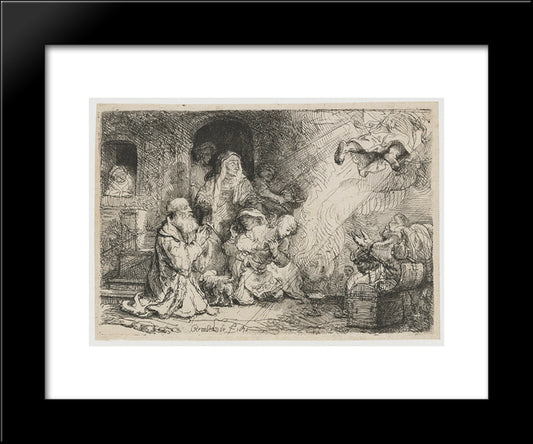 The Angel Departing From The Family Of Tobias 20x24 Black Modern Wood Framed Art Print Poster by Rembrandt