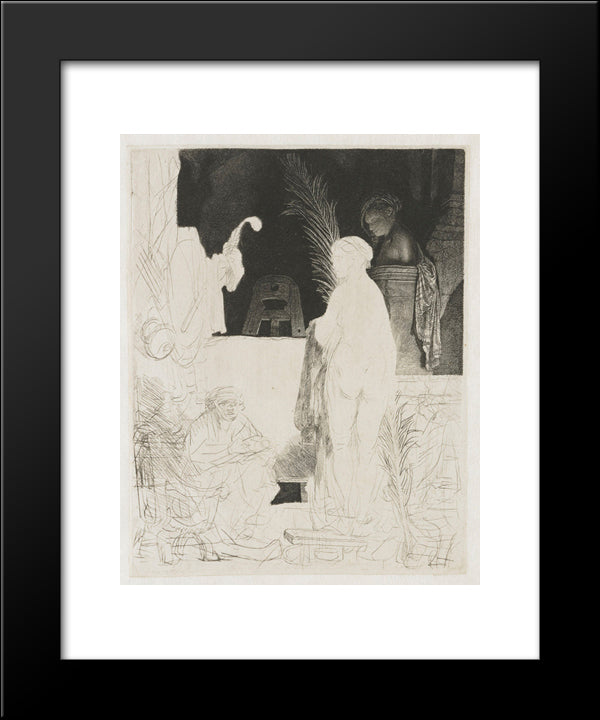 The Artist Drawing From The Model 20x24 Black Modern Wood Framed Art Print Poster by Rembrandt