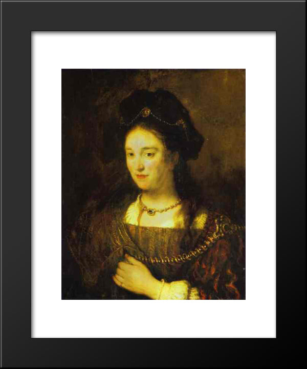 The Artist'S Wife, Saskia 20x24 Black Modern Wood Framed Art Print Poster by Rembrandt