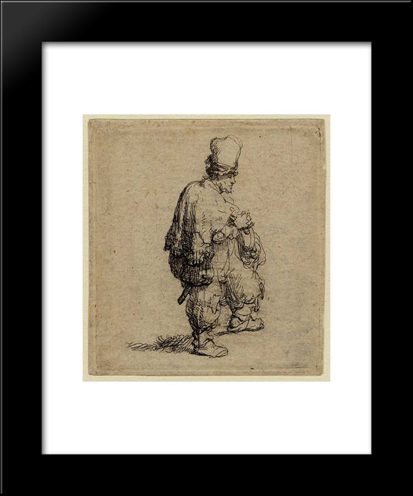 The Barrel Organ Player (Polander Standing With Arms Folded) 20x24 Black Modern Wood Framed Art Print Poster by Rembrandt