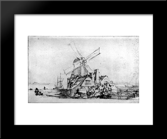 The Bastion In Amsterdam 20x24 Black Modern Wood Framed Art Print Poster by Rembrandt