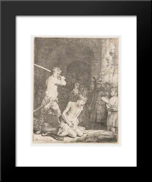 The Beheading Of John The Baptist 20x24 Black Modern Wood Framed Art Print Poster by Rembrandt