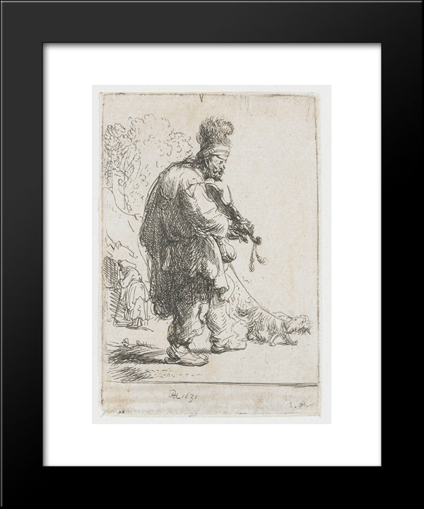 The Blind Fiddler 20x24 Black Modern Wood Framed Art Print Poster by Rembrandt