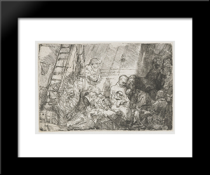 The Circumcision In The Stable 20x24 Black Modern Wood Framed Art Print Poster by Rembrandt