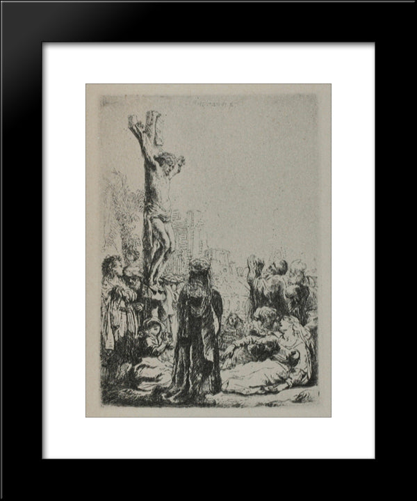 The Crucifixion A Square Small Plate 20x24 Black Modern Wood Framed Art Print Poster by Rembrandt