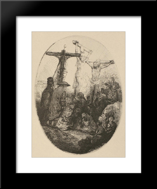 The Crucifixion An Oval Plate 20x24 Black Modern Wood Framed Art Print Poster by Rembrandt