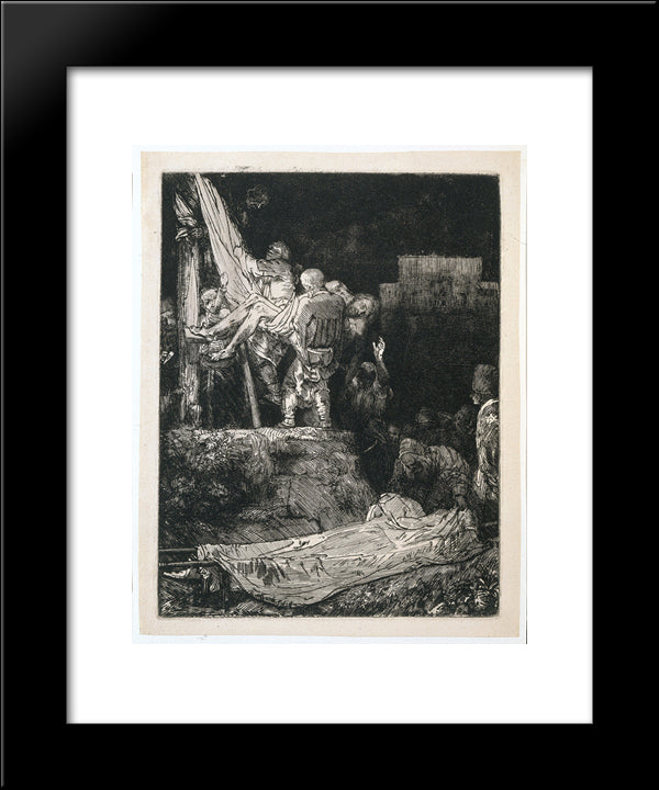 The Descent From The Cross By Torchlight 20x24 Black Modern Wood Framed Art Print Poster by Rembrandt