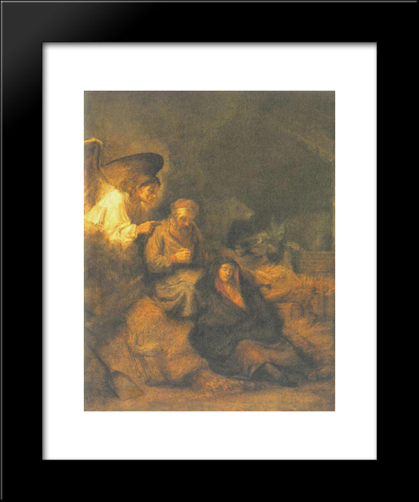 The Dream Of St. Joseph 20x24 Black Modern Wood Framed Art Print Poster by Rembrandt