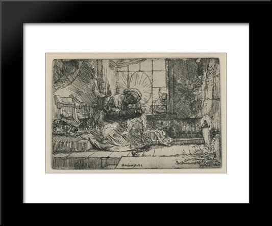 The Holy Family With A Cat 20x24 Black Modern Wood Framed Art Print Poster by Rembrandt