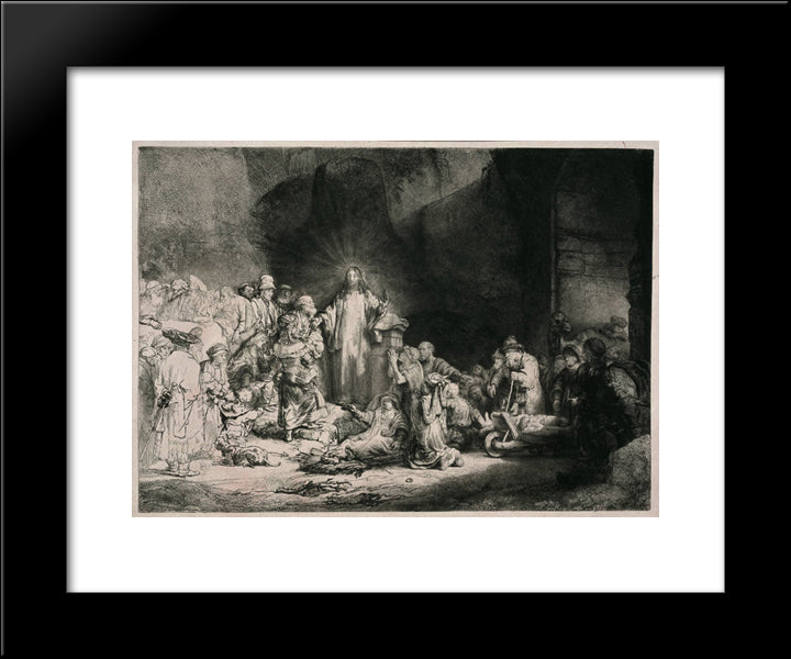 The Hundred Guilder Print 20x24 Black Modern Wood Framed Art Print Poster by Rembrandt