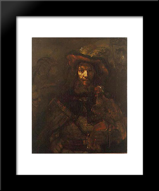 The Knight With The Falcon 20x24 Black Modern Wood Framed Art Print Poster by Rembrandt