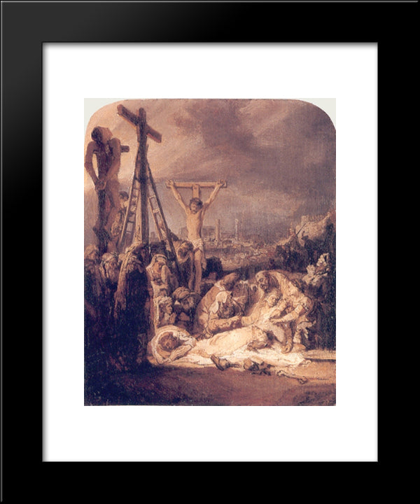 The Lamentation Over The Dead Christ 20x24 Black Modern Wood Framed Art Print Poster by Rembrandt