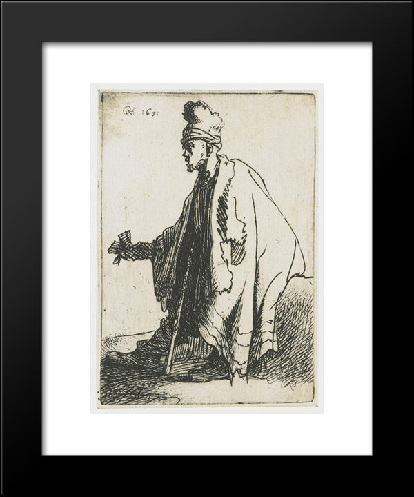 The Leper (Lazarus Clep) 20x24 Black Modern Wood Framed Art Print Poster by Rembrandt