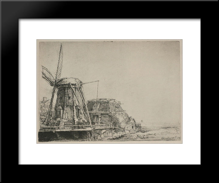 The Mill 20x24 Black Modern Wood Framed Art Print Poster by Rembrandt