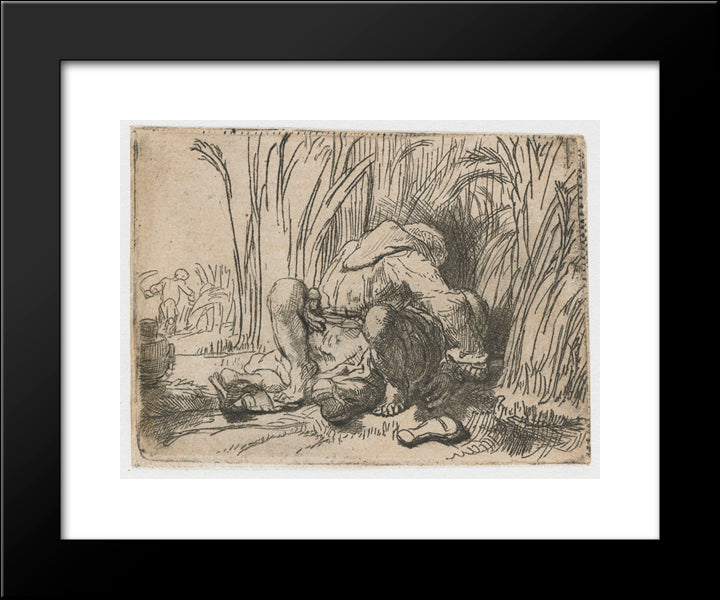 The Monk In The Cornfield 20x24 Black Modern Wood Framed Art Print Poster by Rembrandt