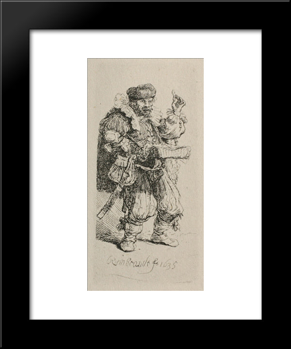 The Mountebank 20x24 Black Modern Wood Framed Art Print Poster by Rembrandt