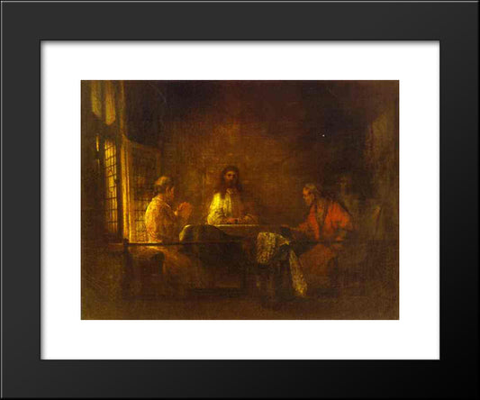 The Pilgrims At Emmaus 20x24 Black Modern Wood Framed Art Print Poster by Rembrandt