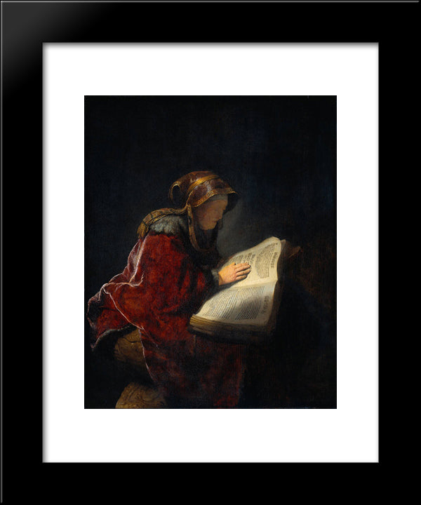 The Prophetess Anna (Rembrandt`S Mother) 20x24 Black Modern Wood Framed Art Print Poster by Rembrandt