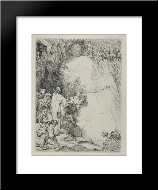 The Resurrection Of Lazurus A Small Plate 20x24 Black Modern Wood Framed Art Print Poster by Rembrandt