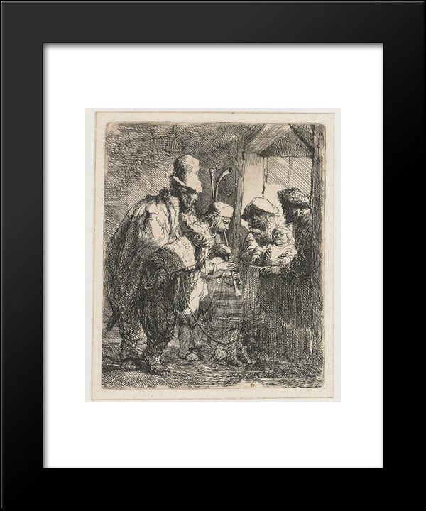 The Strolling Musicians 20x24 Black Modern Wood Framed Art Print Poster by Rembrandt