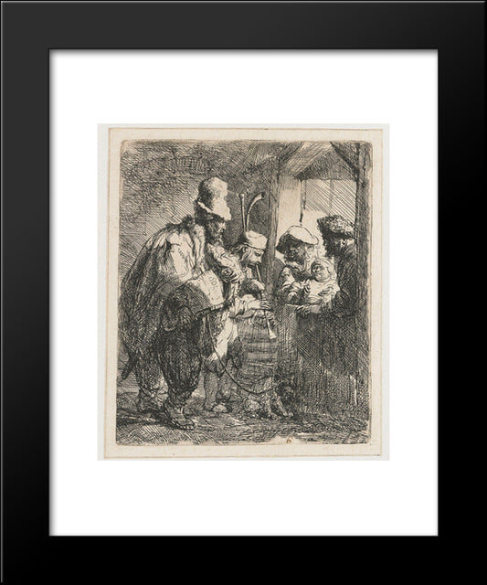 The Strolling Musicians 20x24 Black Modern Wood Framed Art Print Poster by Rembrandt