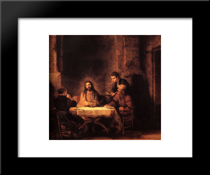 The Supper At Emmaus 20x24 Black Modern Wood Framed Art Print Poster by Rembrandt