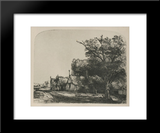 The Three Cottages 20x24 Black Modern Wood Framed Art Print Poster by Rembrandt