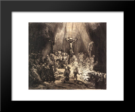 The Three Crosses 20x24 Black Modern Wood Framed Art Print Poster by Rembrandt