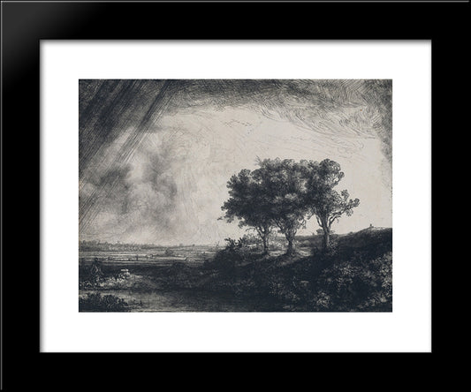 The Three Trees 20x24 Black Modern Wood Framed Art Print Poster by Rembrandt