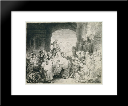 The Triumph Of Mordechai 20x24 Black Modern Wood Framed Art Print Poster by Rembrandt