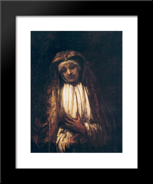 The Virgin Of Sorrow 20x24 Black Modern Wood Framed Art Print Poster by Rembrandt