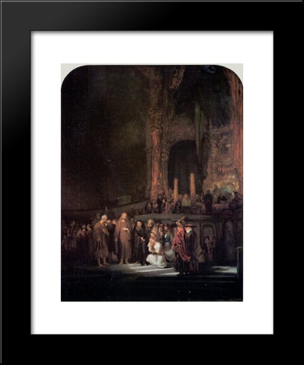 The Woman Taken In Adultery 20x24 Black Modern Wood Framed Art Print Poster by Rembrandt