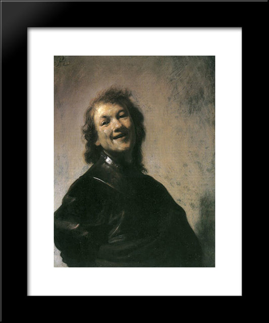 The Young Rembrandt As Democritus The Laughing Philosopher 20x24 Black Modern Wood Framed Art Print Poster by Rembrandt