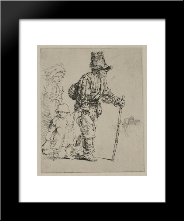 Three Peasants Travelling 20x24 Black Modern Wood Framed Art Print Poster by Rembrandt