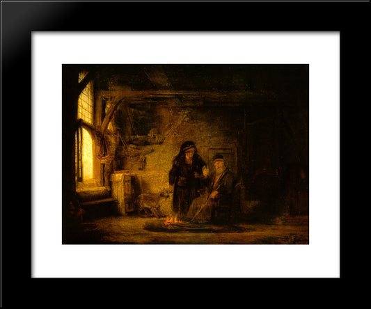 Tobit And Anna With A Goat 20x24 Black Modern Wood Framed Art Print Poster by Rembrandt