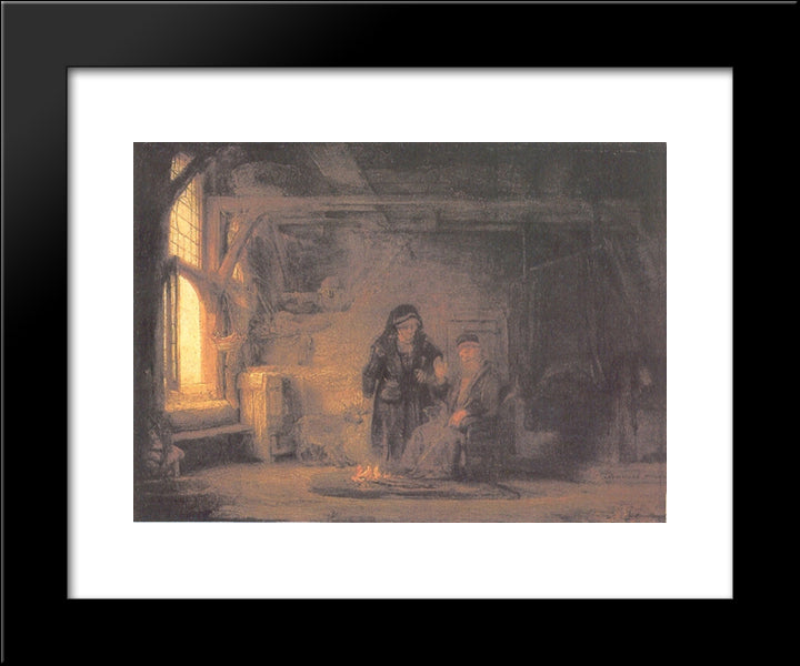 Tobit And Anna With The Kid 20x24 Black Modern Wood Framed Art Print Poster by Rembrandt