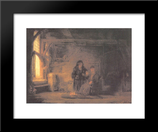 Tobit And Anna With The Kid 20x24 Black Modern Wood Framed Art Print Poster by Rembrandt